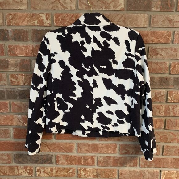 Diane Von Furstenberg Macie Cropped Animal Print Pony Ivory Blazer Small Jacket - Picture 3 of 16